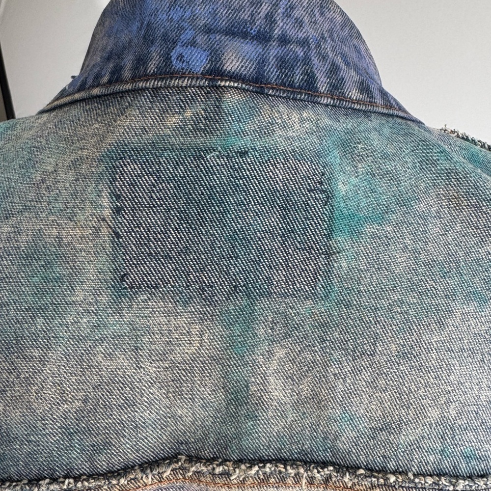 Vintage 1980s Hand Painted Denim Purple & Teal Women's Crop Jean Jacket - Picture 17 of 17